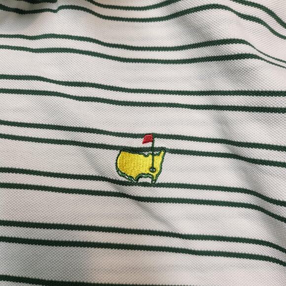 Masters Golf Polo Shirt Mens Large White Green Stripe Masters Collection Logo - Picture 4 of 10